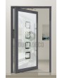 PIVOT Glass S2 - puerta pivotante de aluminio esmerilado con dos franjas transparentes