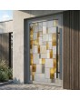 Puerta exterior de aluminio con bisagras y cristal tintado plateado