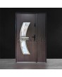 Puerta de entrada exterior de wengué en venta con panel lateral.