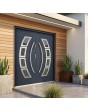 Puerta doble metálica de exterior de alta seguridad en color antracita con cristal