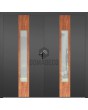 LIM v08 doble - puerta de entrada doble de aluminio con bisagras con decoración de madera y cristal