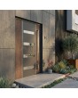 puerta giratoria con decoración de madera