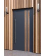 LIM V28 - puerta de entrada de aluminio con decoración de madera