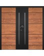 LIM v36 doble - puerta de entrada doble de aluminio con decoración de madera
