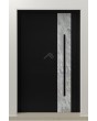 LIM V41: puerta de entrada de aluminio con acabado de piedra blanca