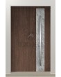LIM V41: puerta de entrada de aluminio con acabado de piedra blanca