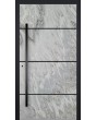 LIM V42 - puerta principal de aluminio revestida con textura de piedra rocosa blanca