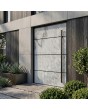 LIM V42 - puerta principal de aluminio revestida con textura de piedra rocosa blanca