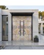Puerta doble de aluminio con acabado en piedra arenisca