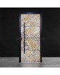 Puerta de entrada de aluminio con piedra arenisca