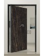 PIVOT V54 - puerta pivotante de aluminio revestida de cuarzo sinterizado Noir Desir