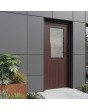 Puerta de entrada de metal color caoba con ventana