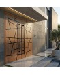 Puerta doble de aluminio macizo en roble dorado con rayas