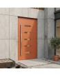 Puerta de entrada contemporánea de aluminio en color naranja