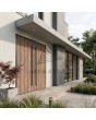 Puerta doble de aluminio revestida con laminado de alta presión Tambora imitación madera