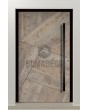 LIM WOODLINE 3: puerta de entrada de aluminio con acabado imitación madera de abeto platino
