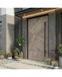 Puerta de entrada de aluminio revestida con imitación madera Fir Platinum HPL.