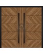 LIM WOODLINE 4 Doble: puerta doble de entrada de aluminio con aspecto de madera, recubierta de laminado de alta presión Creek Larch.