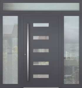 Puerta delantera abatible LIM de aluminio con panel de cristal izquierdo, derecho y superior