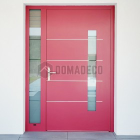 Puerta delantera LIM abatible de aluminio rojo con luz lateral izquierda