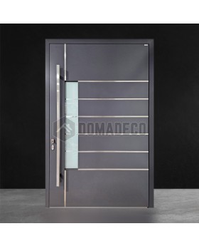 Puerta de entrada pivotante de aluminio antracita