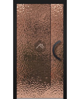 LIM B1 - puerta batiente de aluminio revestida de chapa de acero inoxidable cobreada