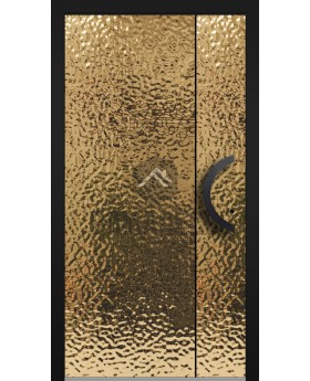 LIM B2 - puerta con bisagras de aluminio recubierta con chapa de acero inoxidable dorado