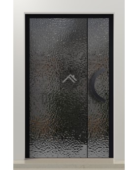 PIVOT B4 - puerta pivotante de aluminio recubierta con chapa de acero inoxidable gris