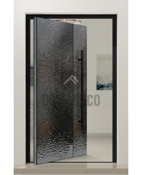 PIVOT B4 - puerta pivotante de aluminio recubierta con chapa de acero inoxidable gris