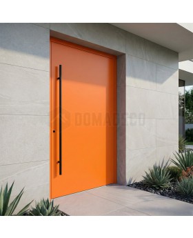 Puerta de entrada de aluminio sólido naranja