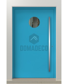 PIVOT Bila - puerta pivotante exterior de aluminio con cristal circular