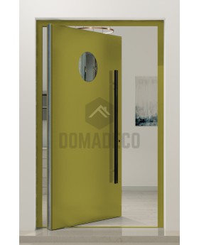 PIVOT Bila - puerta pivotante exterior de aluminio con cristal circular