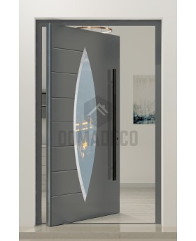 PIVOT C11 - puerta pivotante exclusiva de aluminio con cristal ovalado