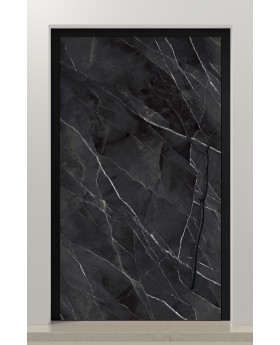 PIVOT Calacatta - puerta pivotante de aluminio revestida de cuarzo sinterizado Negro Calacatta