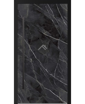 LIM Calacatta - puerta batiente de aluminio revestida de cuarzo sinterizado negro Calacatta
