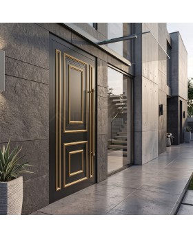 Puerta de entrada de aluminio de estilo tradicional en color negro