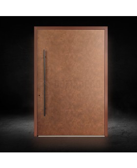 Puerta de entrada de aluminio con acabado tipo Corten