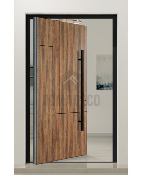 PIVOT WOODLINE 1 - puerta pivotante de aluminio con laminado de alta presión nogal