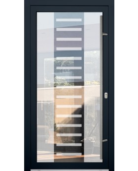 LIM Glass S6 - puerta de entrada de aluminio esmerilado con decoración transparente