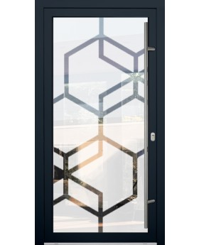 LIM Glass S13 - puerta de seguridad de aluminio esmerilado con decoración transparente