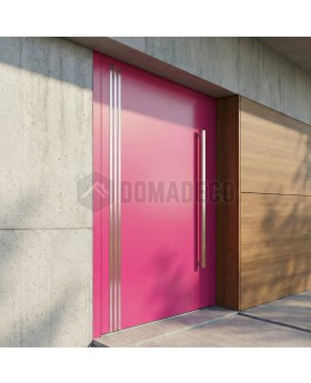 Puerta exterior pivotante moderna de color rosa