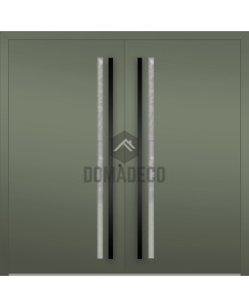 LIM Flet A puerta de entrada doble de aluminio con bisagras dobles y vidrio vertical