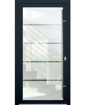 LIM Glass S4 - puerta principal esmerilada con cuatro franjas transparentes