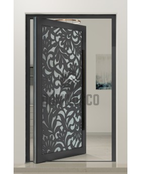 PIVOT G1 - Puerta pivotante de aluminio acristalada con panel decorativo