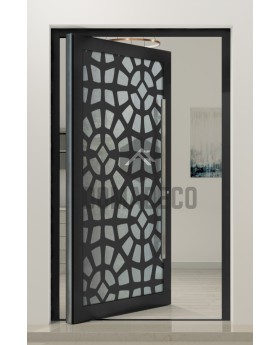 PIVOT G2 - Puerta pivotante de aluminio acristalada con panel decorativo