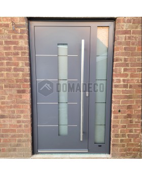 Puerta batiente LIM antracita de aluminio con luz lateral derecha