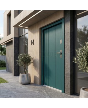 Puerta de entrada contemporánea de color verde