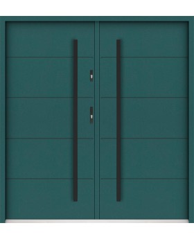 Sta Henson Double: puerta doble contemporánea de acero con nervaduras.