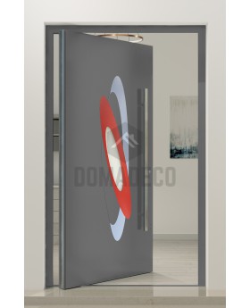 PIVOT INLAY - Puerta pivotante de aluminio con óvalos de colores.