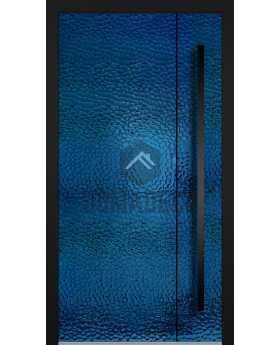 LIM B3 - puerta con bisagras de aluminio recubierta con chapa de acero inoxidable azul